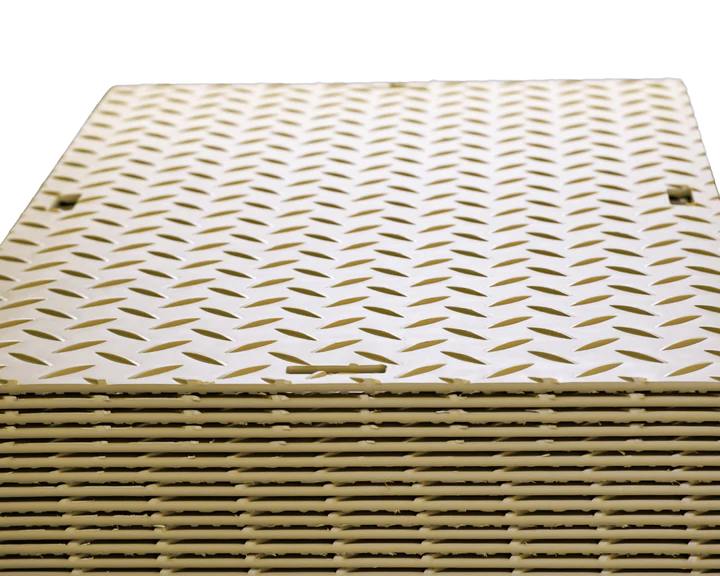 HDPE Ground Mat – Tan – 4′×8′ – 1/2″ | $249 → $229 per mat (10, 20, 30 Bundles)